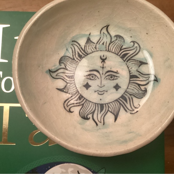 Celestial handmade pottery blue crescent moons handcrafted stoneware dish🌛 - Picture 15 of 16